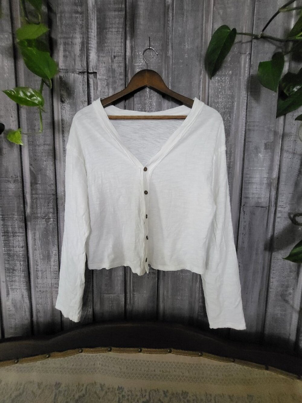 Cardigan 100% Cotton V-Neck Long Sleeve M